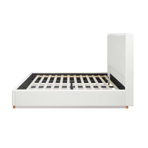 English Elm Jennifer Taylor Home - Miramar King Upholstered Cushion-Back Platform Bed Frame In Antique White For Coastal Elegance B2719P238242