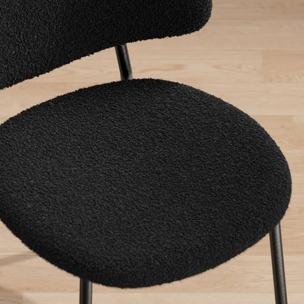 English Elm Set of 4 Upholstered PU Leather Dining Chairs with Curved Backrest and Slim Metal Legs for Stylish Homes Black W3010P291312