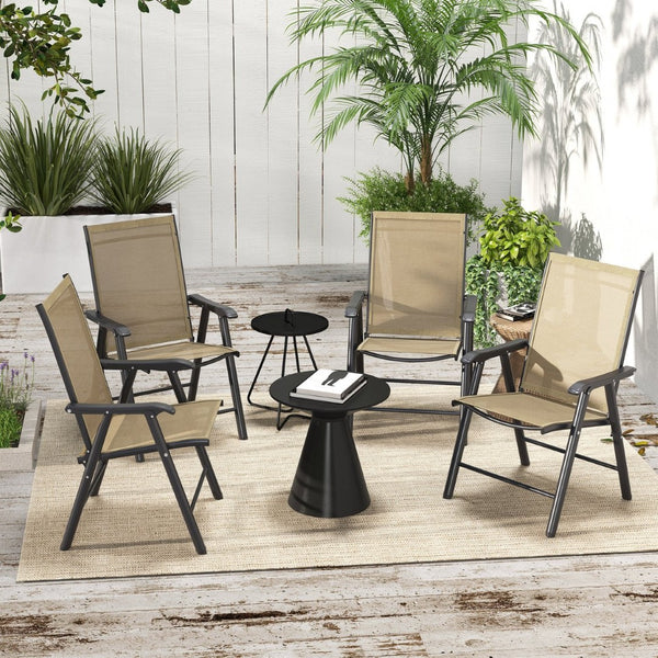 English Elm Outsunny 4 Piece Folding Mesh Sling Outdoor Dining Chair Set with Steel Frame W2225P174112