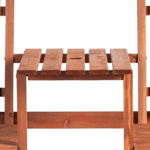 English Elm Outsunny Wooden Patio Bench With Center Table & Umbrella Hole – Stylish Outdoor Seating For Two W2225P217570-GIGA