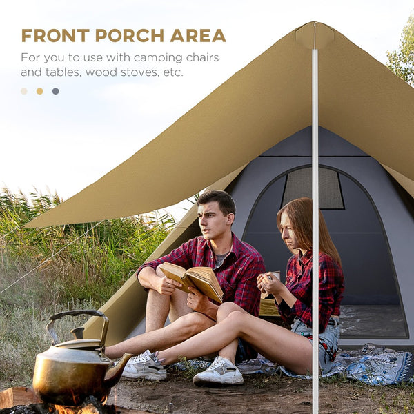 English Elm Outsunny Teepee Camping Tent Waterproof Oxford Fabric Porch Canopy for 3 Person Hiking W2225P200924