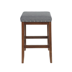 English Elm Christopher Knight Home® - SADDLE Barstool Set of 2 with Upholstered Fabric Seat, Nailhead Trim and Sturdy X-Frame Wood Base Charcoal 65637.00CHAR