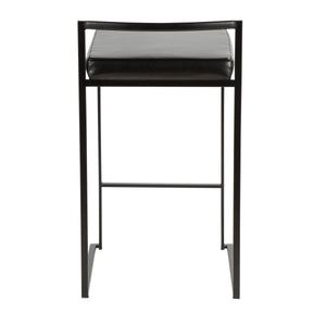 English Elm Fuji Contemporary Stackable Counter Stool with Padded Faux Leather Seat, Sleek Lightweight Frame Black B202P222376