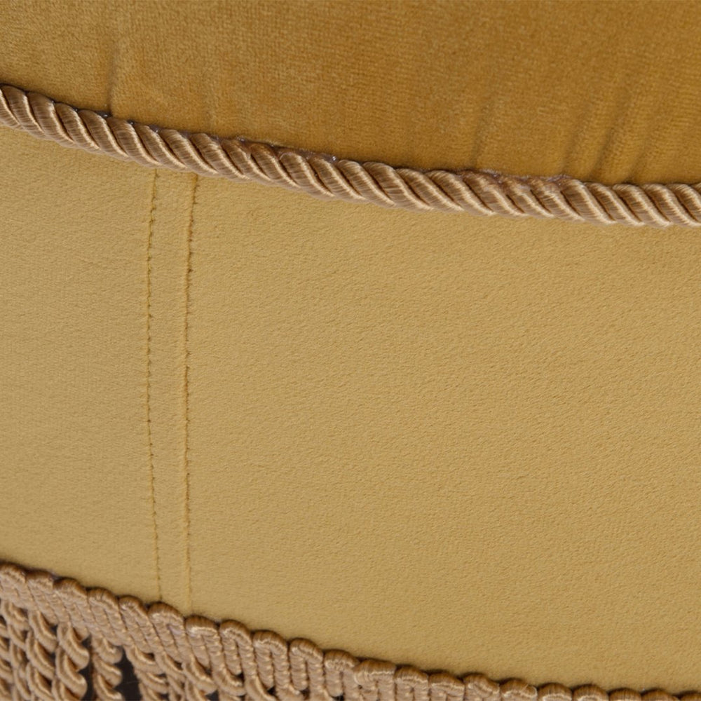English Elm Jennifer Taylor Home - Yolanda 24" Round Velvet Accent Ottoman In Gold Yellow With Luxurious Trim For Stylish Living Spaces B2719P238165