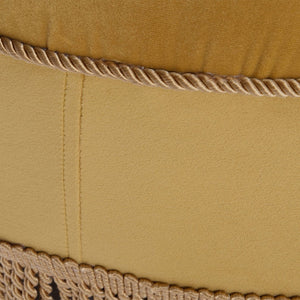 English Elm Jennifer Taylor Home - Yolanda 24" Round Velvet Accent Ottoman In Gold Yellow With Luxurious Trim For Stylish Living Spaces B2719P238165