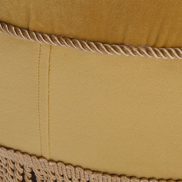 English Elm Jennifer Taylor Home - Yolanda 24" Round Velvet Accent Ottoman In Gold Yellow With Luxurious Trim For Stylish Living Spaces B2719P238165