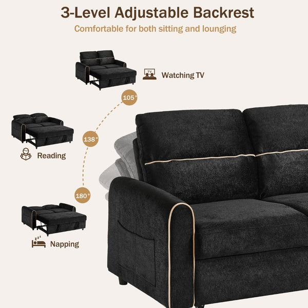 English Elm Swivel Barrel Accent Chair Chenille Tufted Round Club Seat for Living Room Lounge Black N719S002330B