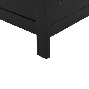 English Elm Bathroom Storage Cabinet with Two Doors and Drawers, Adjustable Shelf, MDF Finish, Slim 28"L x 15"W Black N725P188460B