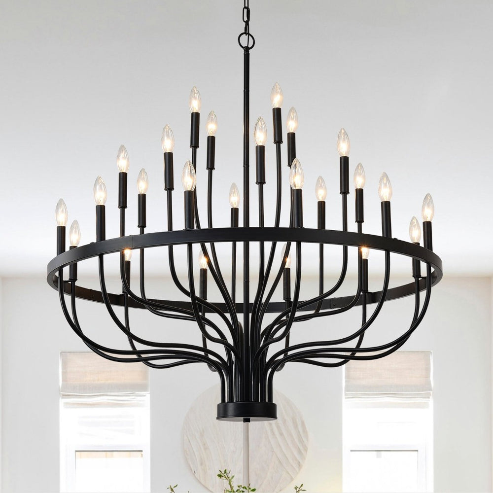 English Elm 39.3 Inch Wood Wagon Wheel Chandelier with Seeded Glass Shades 20-light Farmhouse W5008P464942