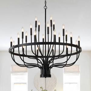 English Elm 39.3 Inch Wood Wagon Wheel Chandelier with Seeded Glass Shades 20-light Farmhouse W5008P464942