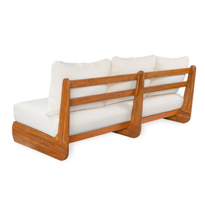 English Elm Christopher Knight Home® - Outdoor Acacia Lazy 3 Seater sofa with water‑repellent cushions, 8" thick seats, durable acacia frame Teak+ Beige N773P302635B