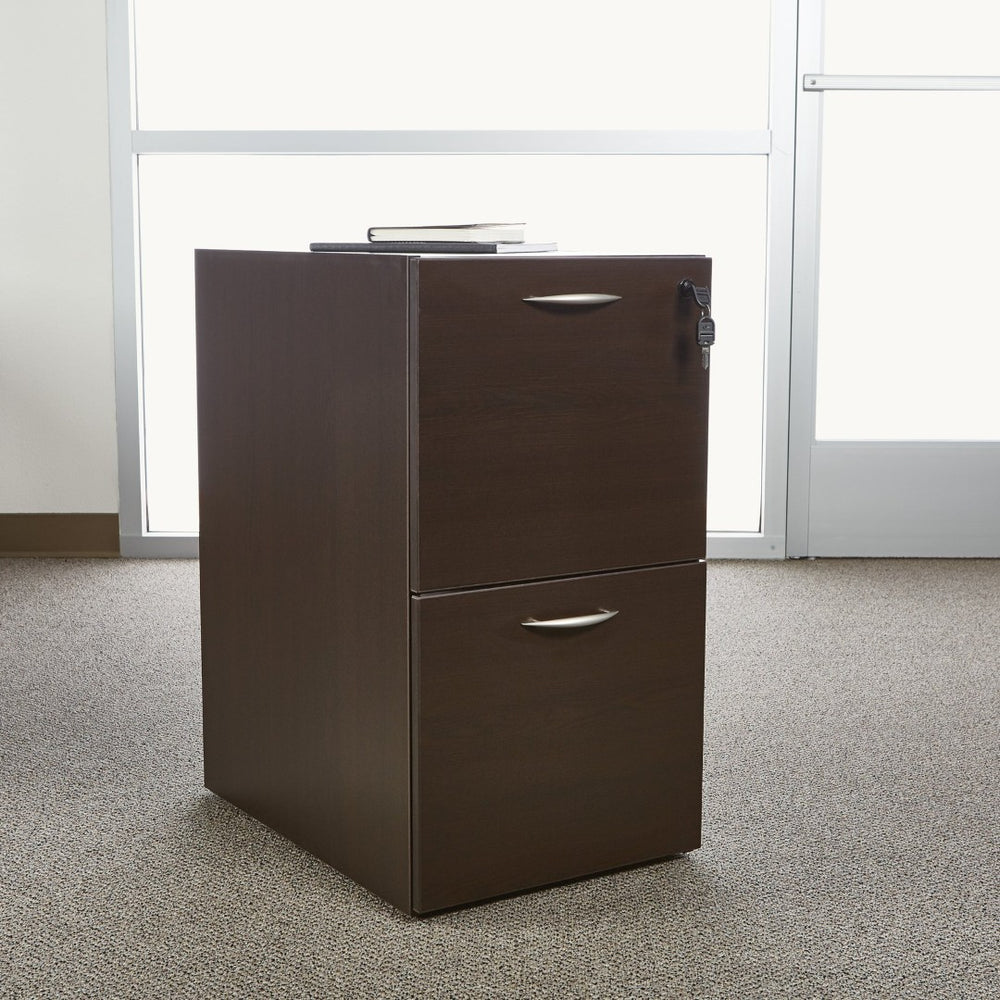 OSP Home Furnishings Napa File Pedestal with Two Deep Drawers for Letter and Legal Document Storage Espresso NAP-74-ESP