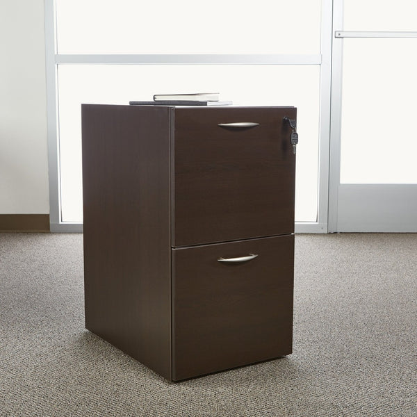 OSP Home Furnishings Napa File Pedestal with Two Deep Drawers for Letter and Legal Document Storage Espresso NAP-74-ESP