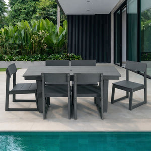 English Elm 7-piece Hdpe Outdoor Dining Set Seats Six with Umbrella Hole All-weather Patio W3566S00009