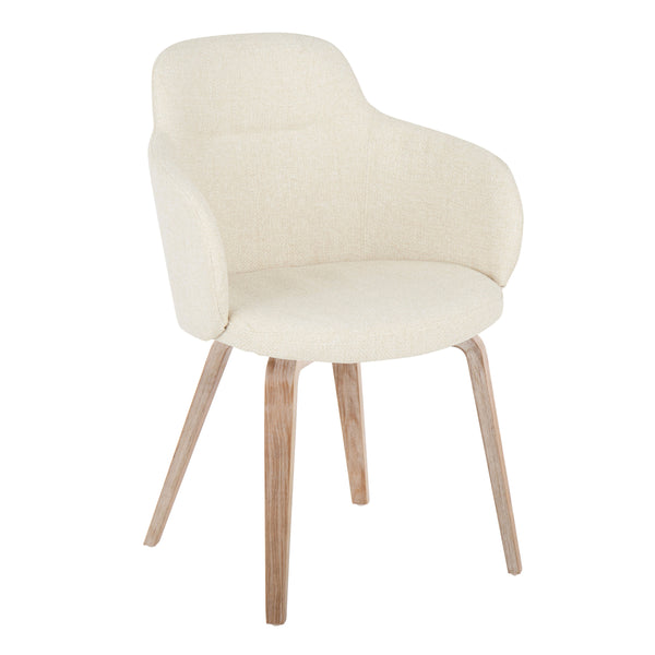 English Elm Boyne Modern Dining Accent Chair by LumiSource with Padded Bucket Seat, Whitewashed Bentwood Legs (Set of 2) Cream B202S01174