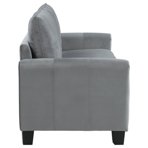 English Elm Dixon Grey Upholstered Sofa with Rounded Arms & Vertical Stitching, Plush Velvet-Soft Cushions, 79.5" Wide Elegance B062P354081