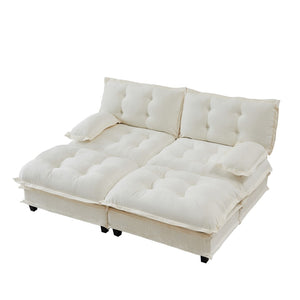 English Elm 77" Chenille Modular Cloud Sofa Plush Deep Seat Sectional with Ottomans for Living Room Beige W714S01676
