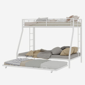 English Elm High Stability Square Tube Bunk Bed With Trundle & Ladder - Stylish Space-Saving Design For Homes W1935P360872