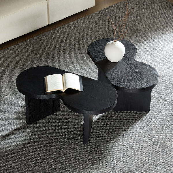 English Elm Modern Butterfly Coffee Table MDF 31.5" — Elegant Split Design, Spacious Top, Versatile Living Room Accent Black W876P353938