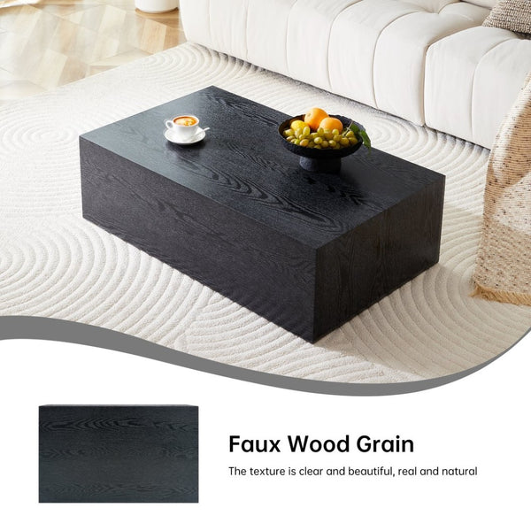 English Elm 39.3*23.6*11.8 Low Profile Mdf Coffee Table Black Wood Grain Finish Modern Living Room W1151P433600