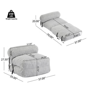 English Elm Christopher Knight Home® - Latina Cloud-Like Foldable Bean Bag Lounge Chair with Cylindrical Pillow, Light Gray Comfort Retreat N775P265519G