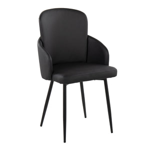 English Elm Dahlia Set Of 2 Contemporary Dining Chairs In Black Faux Leather & Chrome Accents For Modern Homes B202S01189