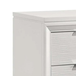 English Elm Ressy 2 Drawer Nightstand White Lacquer Tapered Legs Contemporary Bedroom Storage B056P417051