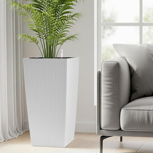 English Elm 30 Inch Tall Faux Rattan Planter Self Watering Outdoor Indoor Patio Garden Pot White W3213P325513