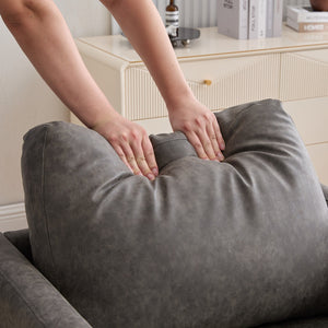 English Elm 30.7"W Square Swivel Accent Chair with PU Upholstery, Foam & Pocket Spring Seat, 360° Lounge Comfort Gray W3188P310432