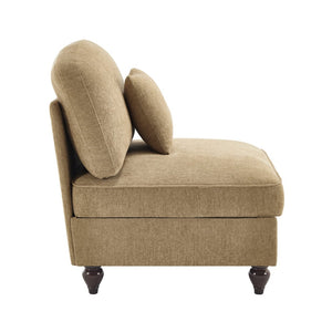 English Elm Armless Chenille Sofa Sculptural Spindle Legs Silver Thread Upholstery Living Room Light Coffee W3041P332623