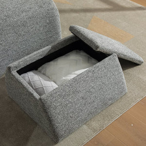 English Elm 24.8 Inch Chenille Armless Accent Chair with Matching Storage Ottoman for Any Room Gray W3098P451469