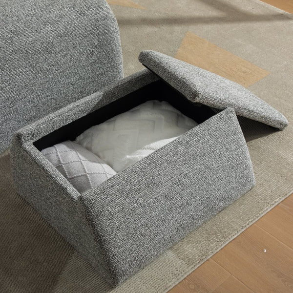English Elm 24.8 Inch Chenille Armless Accent Chair with Matching Storage Ottoman for Any Room Gray W3098P451469