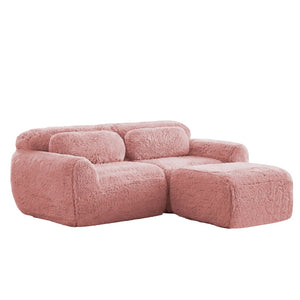 English Elm L-shaped Plush Sectional Sofa Boneless Cloud Comfort Floor Lounge with Chaise for Bedroom Pink W714S01556