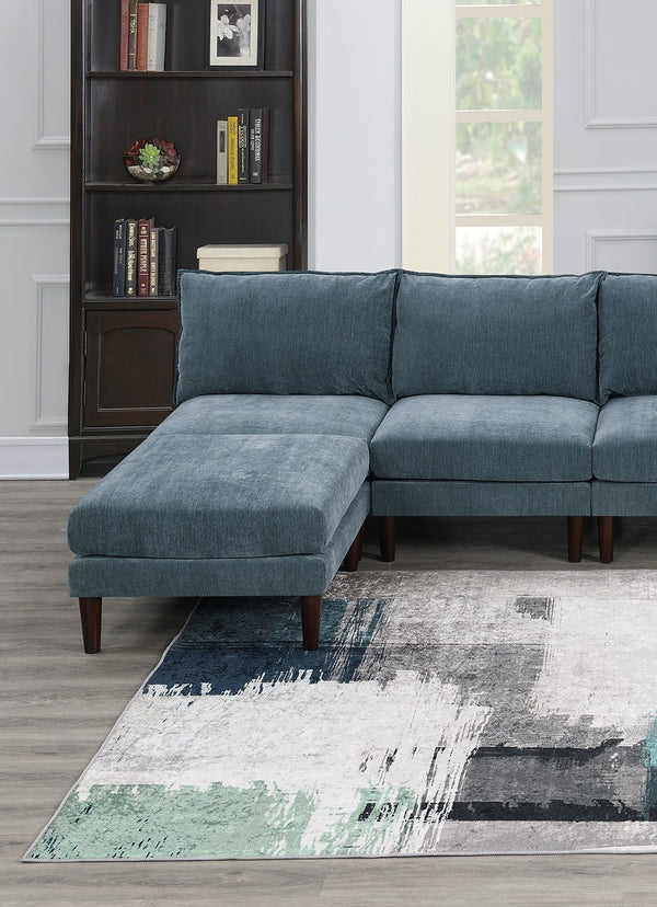 English Elm Gorgeous 6pc Modular Sectional Set — Versatile 4 Armless Chairs & 2 Ottomans, Plush Morgan Fabric Mineral B011S01580