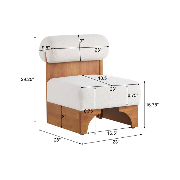 English Elm Christopher Knight Home® - [Set of 2] Boucle Lounge Chair with Rolled Backrest, Solid Wood Frame, Plush Durable Upholstery for Modern Spaces Beige+Natural N767P256409B_2
