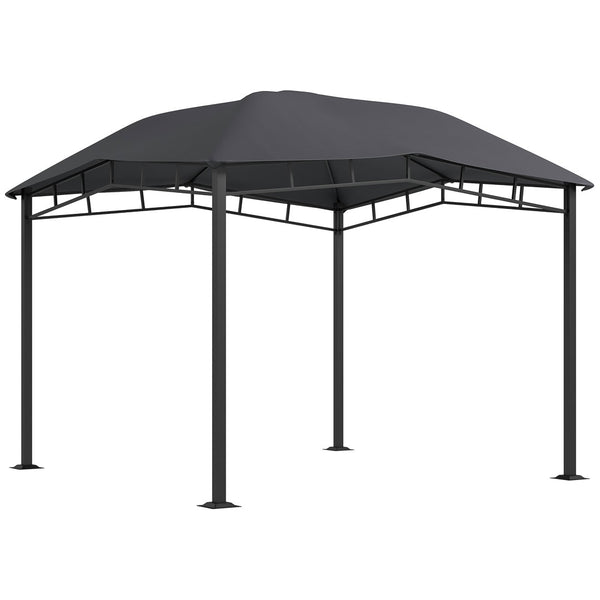English Elm Outsunny 10' X 10' Modern Soft Top Patio Gazebo With Geometric Canopy - Durable All-Weather Frame, Gray W2225P200939-GIGA