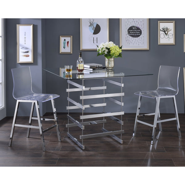 English Elm Clear Clear and Chrome Armless Counter Height Chair Set of 2 — Acrylic Seats, Chrome Frame, Modern Barstools (2) B062P186545