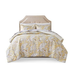 Madison Park Essentials Gracelyn Casual Paisley Print 9 Piece Comforter Set with Sheets CS10-1318 Wheat