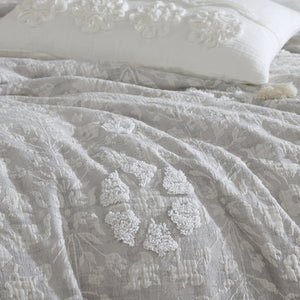 English Elm Tacey 5-Piece Queen Comforter Set – Elegant Gray Cotton With Woven Jacquard For Cozy Bedroom Style B340P341982-GIGA