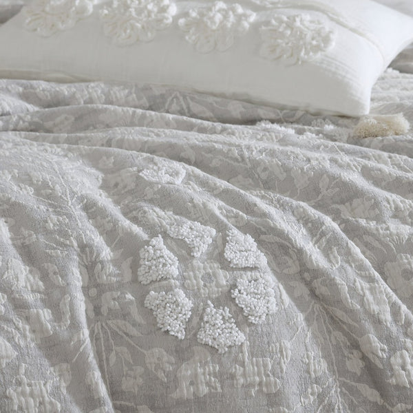 English Elm Tacey 5-Piece King Comforter Set - Luxurious Gray Jacquard Cotton, Oversized Style & Easy Care! B340P341981-GIGA