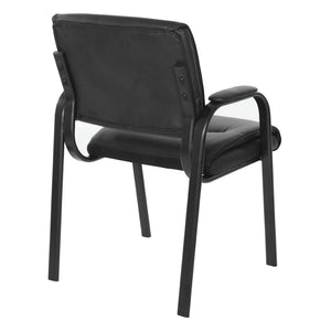 OSP Home Furnishings Guest Chair Faux Leather Office Visitor Seat with Padded Arms and Steel Frame Support Black FL10274-U6