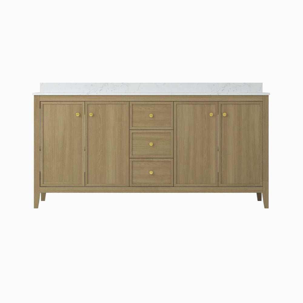 English Elm 24" Freestanding Bathroom Vanity with Countertop Soft Close Storage Melamine Cabinet T3785P442258