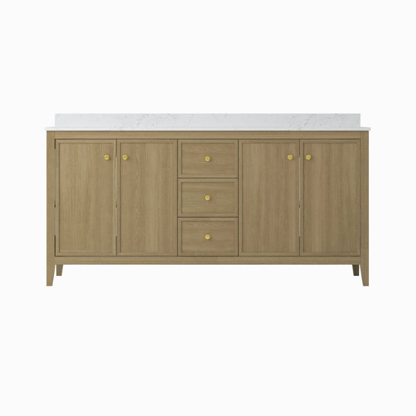 English Elm 24" Freestanding Bathroom Vanity with Countertop Soft Close Storage Melamine Cabinet T3785P442258