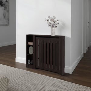 English Elm Radiator Cover Cabinet with Three Open Shelves White Finish Modern Living Room B097P369460