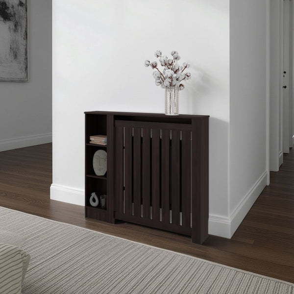 English Elm Radiator Cover Cabinet with Three Open Shelves White Finish Modern Living Room B097P369460