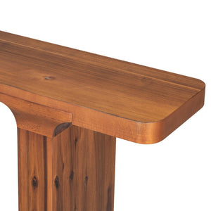 English Elm U_style Farmhouse Console Table Acacia Veneer Top Solid Wood Legs Entryway Foyer N711P207657A