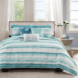 Madison Park Marina Coastal 6 Piece Printed Quilt Set with Throw Pillows MP13-7949 Aqua