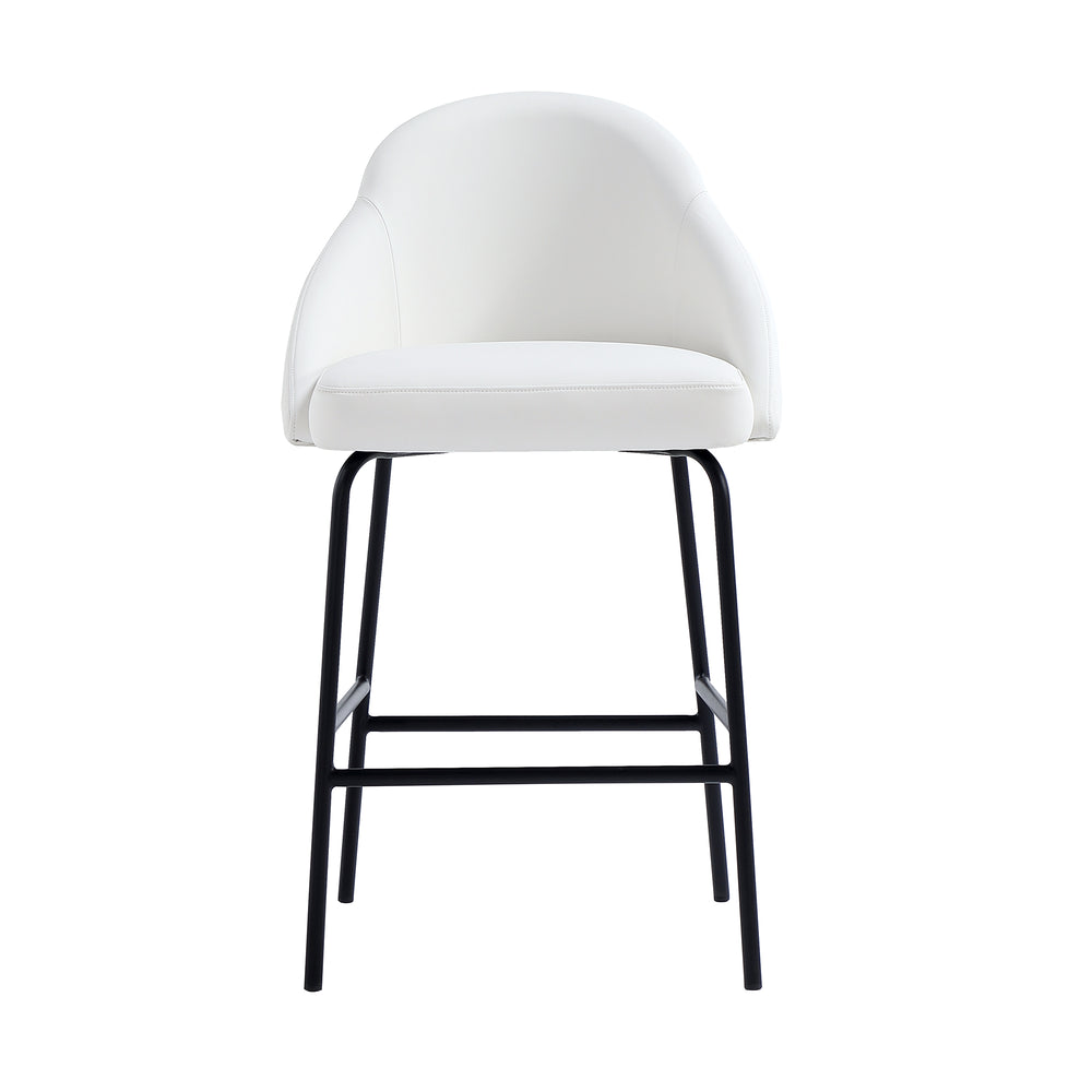 English Elm Gracie Modern Counter Stool - Stylish White & Black Metal Design With Plush Leatherette Seating B365P397976