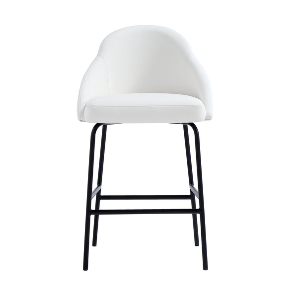 English Elm Gracie Modern Counter Stool - Stylish White & Black Metal Design With Plush Leatherette Seating B365P397976