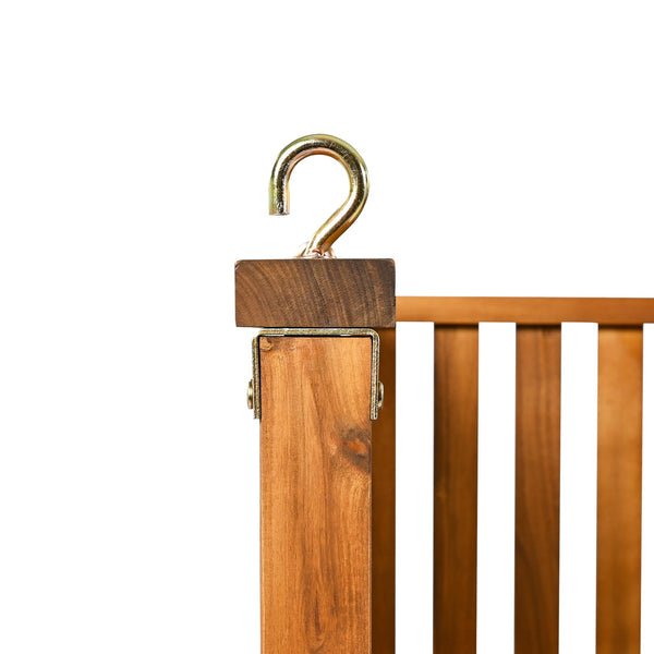 English Elm TOPMAX Acacia Patio Swing Bed Twin Size Teak – Weather‑Resistant Wooden Porch Swing, 350 lb Capacity N717P214425D